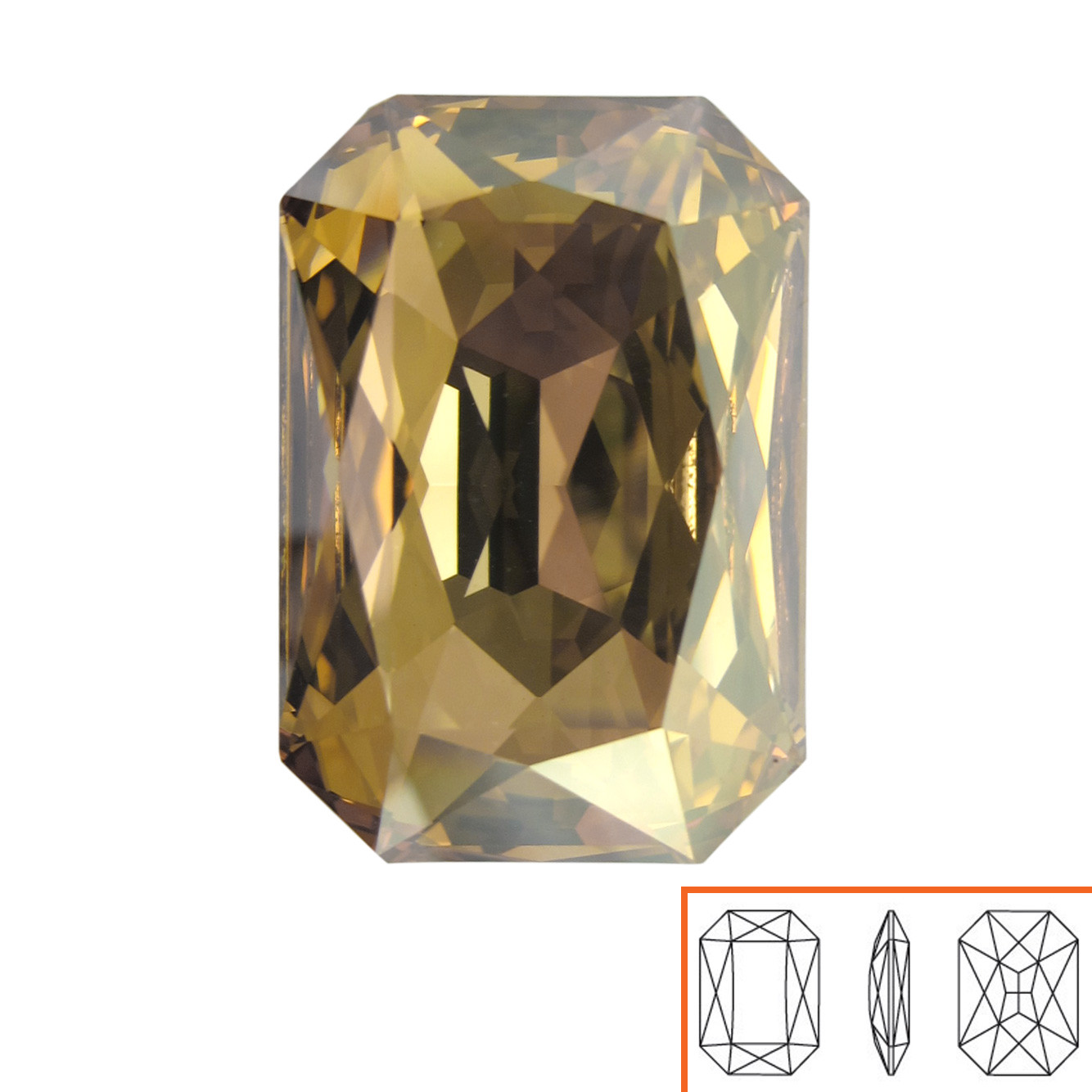 Ottagono Swarovski (4627) 27x18,5 mm - 2 pz Crystal Golden Shadow F