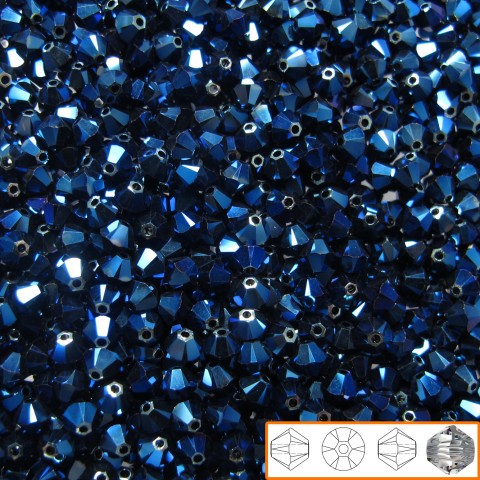 Bicono Swarovski 3 mm - 144 pz Crystal Metallic Blue 2x