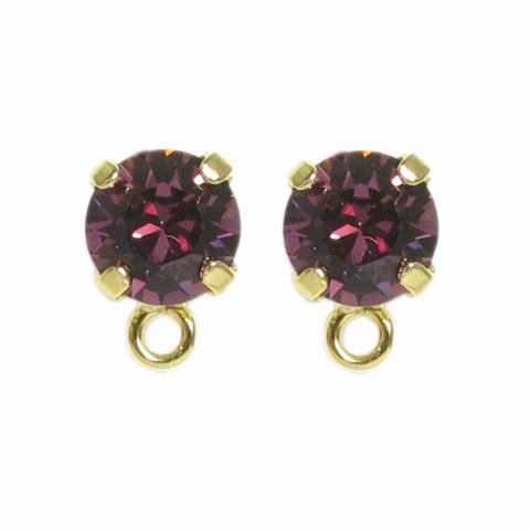 Perno Strass Swarovski SS39 Col. Oro - 4pz Amethyst F